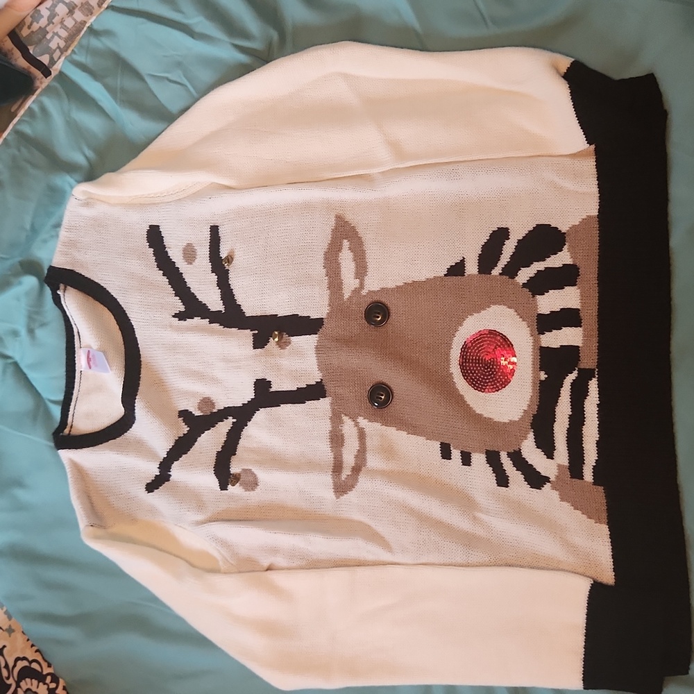 Cute Christmas sweater,  size L. White and black